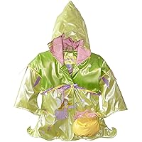 Green Fairy PU All-Weather Raincoat for Girls w/Fun Fairy Treasure Bag, Stars, Tassels