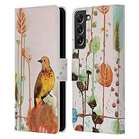 Head Case Designs Officially Licensed Sylvie Demers Gold Birds 3 Leather Book Wallet Case Cover Compatible with Samsung Galaxy S22+ 5G