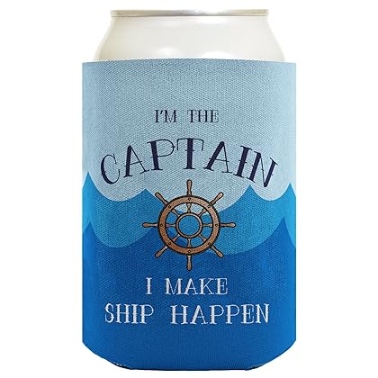 Funny Boating Gifts Captain First Mate Ship Happen Bundle 2 Pack Can Coolie Drink Coolers Coolies Waves