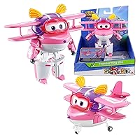 Super Wings Toys, Ellie Transformer Toys 5 Inch, Season 7 New Character, Airplane Toy for Kids 3-5 Years Old, Real Mobile Wheels, Birthday Party Supplies for Preschool Boys and Girls Pink