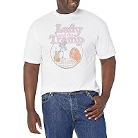 Disney Big Lady and The Tramp Men's Tops Short Sleeve Tee Shirt, White, X-Large Tall