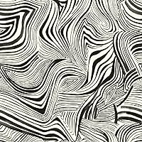 Tempaper x Novogratz Waverly White & Black Zebra Marble Removable Peel and Stick Wallpaper, 20.5 in X 16.5 ft, Made in The USA