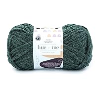 Lion Brand Hue + Me Yarn for Knitting, Crocheting, and Crafting, Bulky and Thick, Soft Acrylic and Wool Yarn, Juniper, (1-Pack)