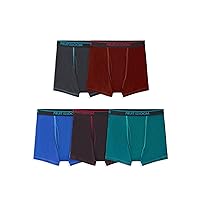 Fruit of the Loom Boys' and Toddler Boxer Briefs, Tag Free & Breathable Underwear, Assorted Color Multipacks, 5 Pack-Modal Blue/Red/Grey, Small