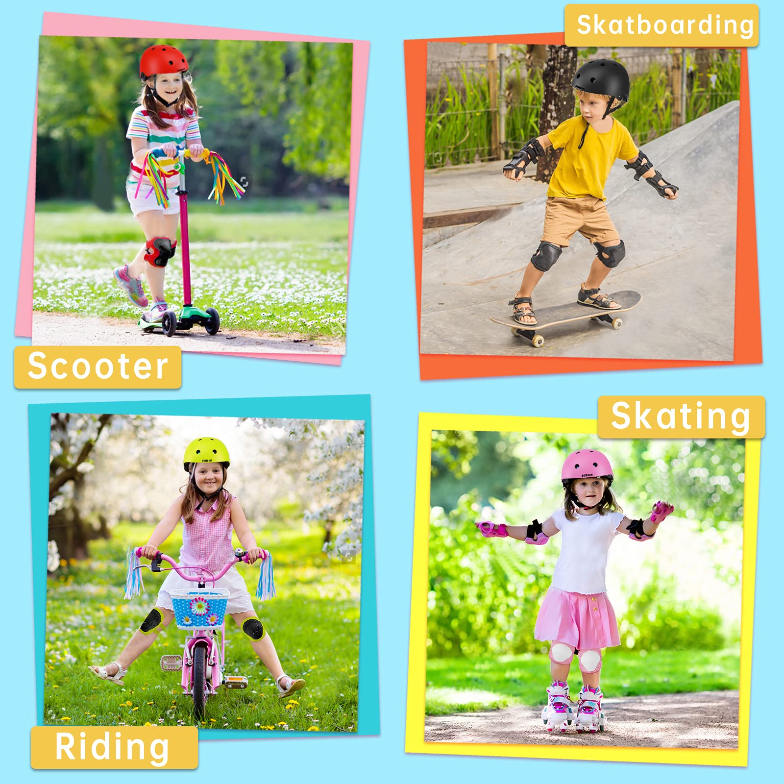BURSUN Kids Bike Helmet Ventilation & Adjustable Toddler Helmet for Ages 2-3-5-8-14 Kids Boys Girls Multi-Sport Helmet for Bicycle Skate Scooter, 5 Colors