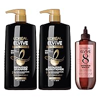 Elvive Total Repair 5 Repairing Shampoo and Conditioner, 28 Oz (Set of 2) + Elvive 8 Second Wonder Water Lamellar, Rinse out Moisturizing Hair Treatment for Silky, Shiny Hair, 6.8 FL Oz