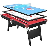 Multi Game Table,Removable Portable Sports Arcade Games with Accessories,Ping Pong,Air Hockey,Pool Billiards,Table Tennis,Shuffleboard for Indoor Outdoor,All Ages
