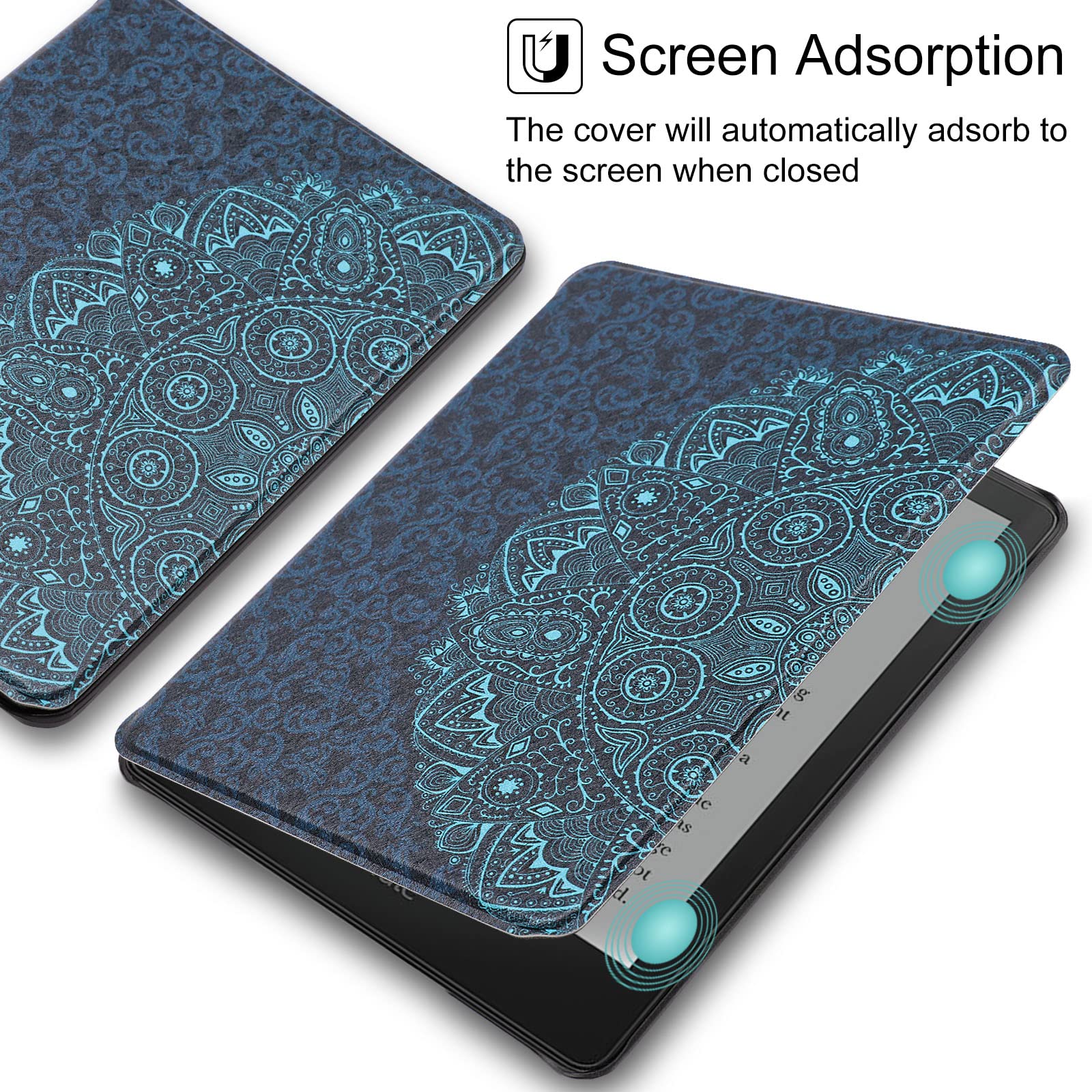 WALNEW Case Cover for All-New Kindle (2022 Release), Smart Cover with Auto Sleep/Wake Fits Kindle (11th Generation) - 2022 Release (Blue Flowers)