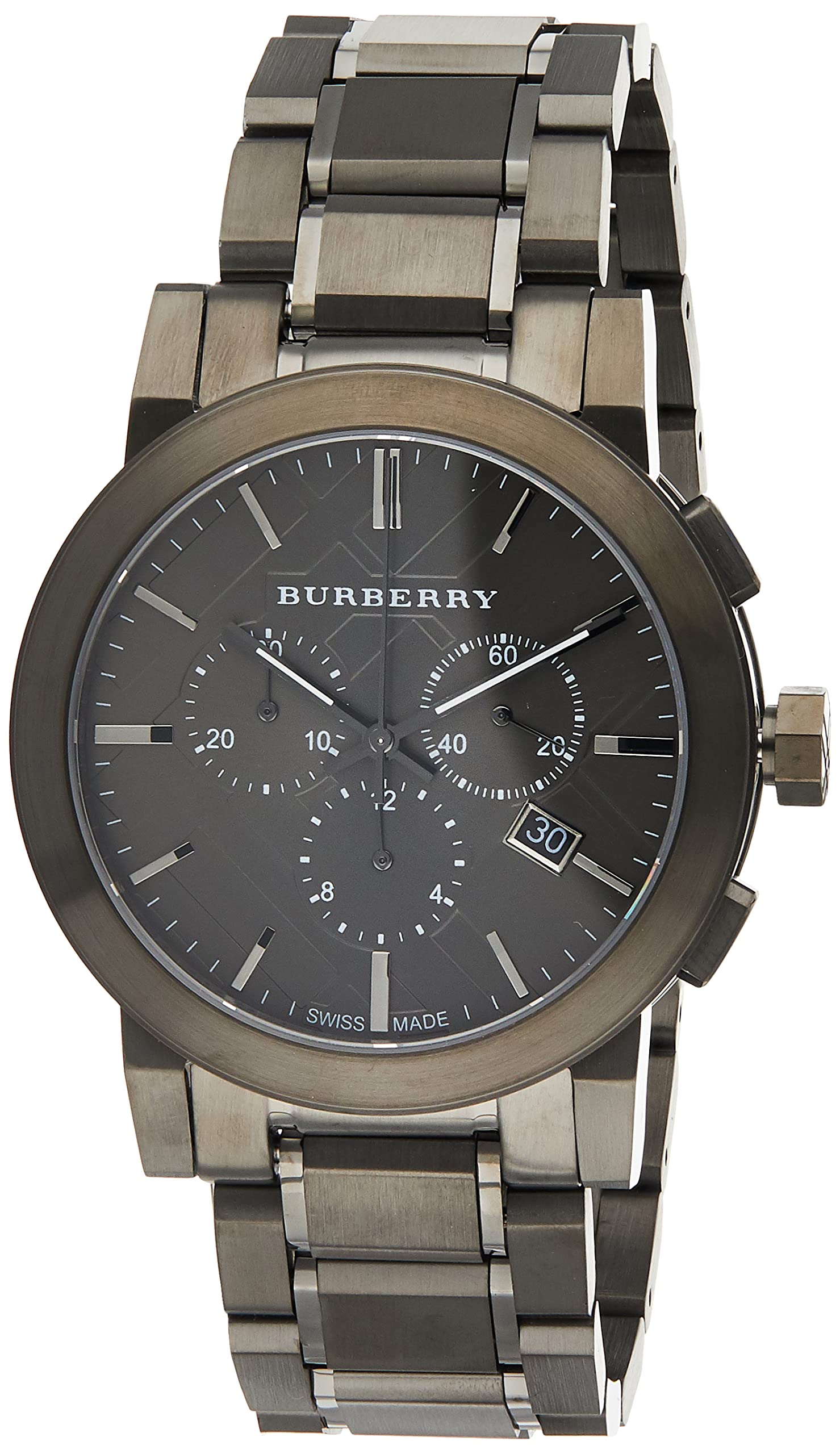 Burberry Men's BU9354 Large Check Gray Ion Plated Stainless Steel Watch