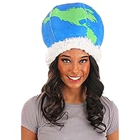 Earth Explorer Plush Hat - 100% Polyester Velour, Sherpa Band, World Map Graphics, Adjustable Broadcloth Lining