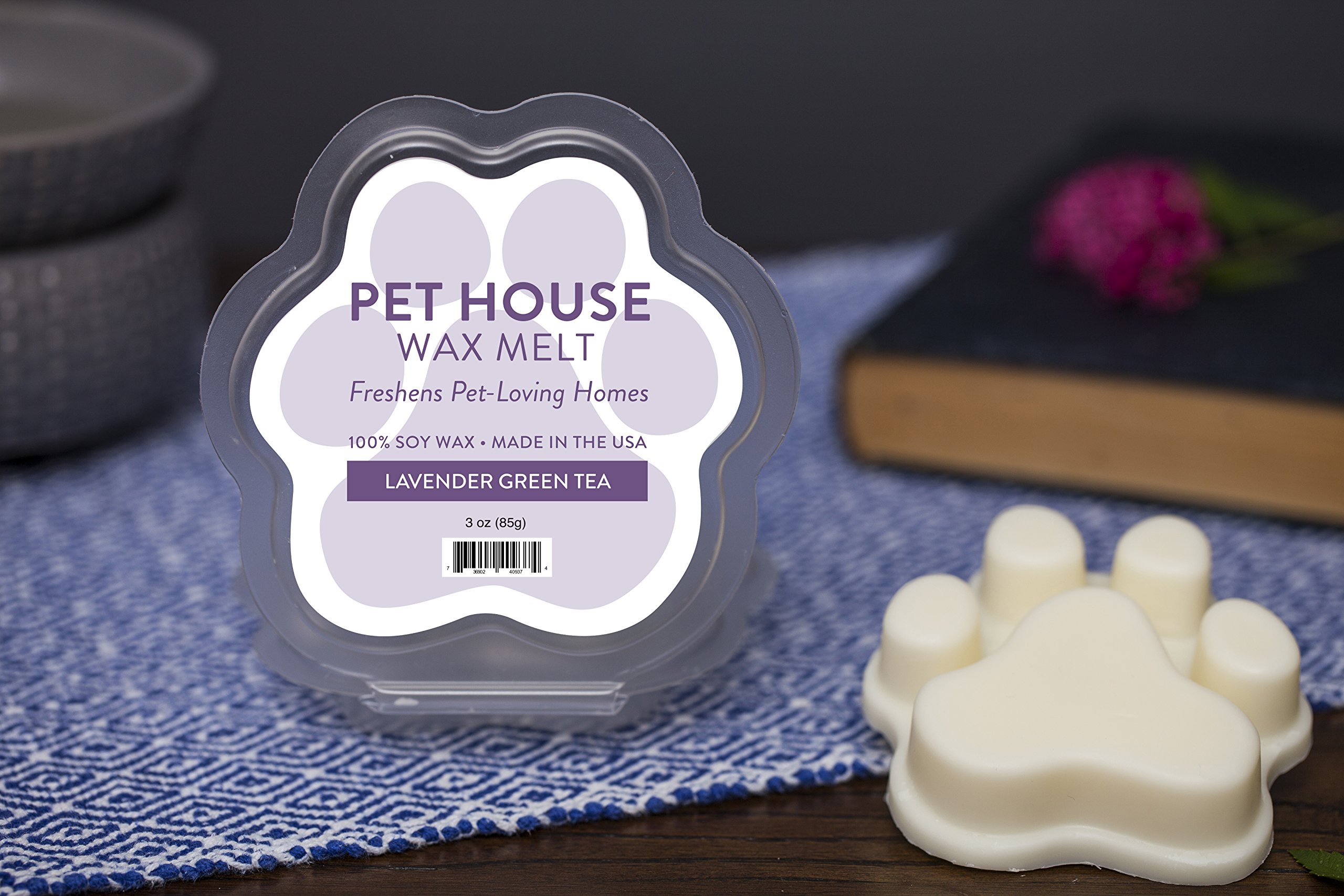 One Fur All 100% Natural Plant-Based Wax Melts, Pack of 2 by Pet House – Long Lasting Pet Odor Eliminating Wax Melts Non-Toxic, Dye-Free Unique, Made in USA - (Pack of 2, Lavender Green Tea)