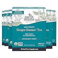 Earth Mama Organic Ginger Nausea™ Tea | Comforts Occasional Nausea + Morning Sickness, 16 Teabags Per Box (6-Pack)