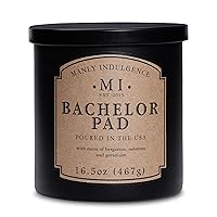 Scented Candles for Men|Bachelor Pad – Bergamot & Oakmoss|Strong Masculine Fragrance, Long-Lasting Candles for Home|Soy Blend Wax|16.5 oz – Up to 60H Burn|Made in the USA