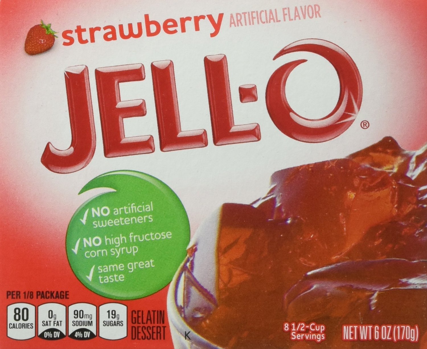 Jell-O Strawberry Flavor Gelatin Dessert, 6.0 oz (4-Packs)