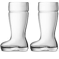 Circleware Das Boot Set of 2 Beer Glasses Drinking Mugs, Funny Shaped Entertainment Beverage Glassware for Water, Juice, Bar Barrel Liquor Dining Decor, 1 Count (Pack of 1), Large 1 Liter