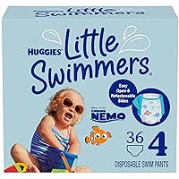 Huggies Little Swimmers Disposable Swim Diapers, Size 4 (24-34 lbs), 36 Ct (2 packs of 18), Packaging May Vary
