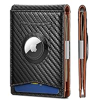 KEMISANT Mens Wallet For Airtag or Standard Use, Slim Front Pocket Wallet for Gift Men 11 Cards RFID Blocking