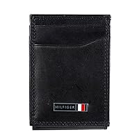 Tommy Hilfiger Men's Leather Slim Front Pocket Wallet, True Black, One Size