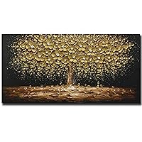 Art8YuQi Paintings - Contemporary Abstract Art Oil Painting On Canvas Texture 3D Golden Tree Gary Painting Handmade Artwork Picture Canvas Wall Art Modern Home Decor living room Ready to Hang