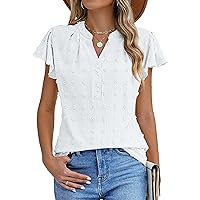 Blooming Jelly Womens Dressy Casual Tops Business Work Blouses Short Sleeve Summer Shirts V Neck Outfits 2024