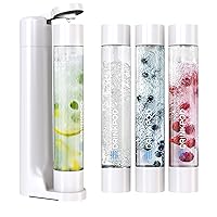 FIZZpod Soda Maker - Fizzy Drink Machine with 3 PET Bottles, 3 Caps, 1 Carbonator Cap and Manual - Make Homemade Sparkle Water, Juice, Coffee, Tea and Cocktail Drinks with Fruit (White)