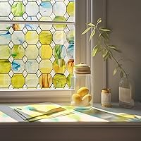 3D Stained Glass Window Film, Decorative Window Privacy Film for Bathroom,Front Door,Home, Sun Blocking Heat Control,Static Cling, Eternal Prism 23.6inch x 35.4inch