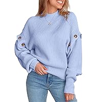PRETTYGARDEN Womens 2024 Chunky Knit Sweater Fall Long Sleeve Mock Neck Oversized Pullover Sweaters Tops