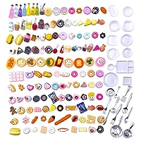 150Pcs Miniature Food Drink Bottles Adults Dollhouse Soda Pop Cans Pretend Play Kitchen Cooking Game Party Accessories Toys Hamburger Cake Ice Cream Pizza Bread Tableware Doll House Landscape
