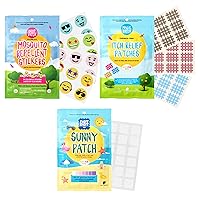 The Natural Patch BuzzPatch (1 Pack, 60 Mosquito Stickers) MagicPatch (1 Pack, 27 Itch Relief Patches) and SunnyPatch (1 Pack, 24 UV Detecting Stickers) Bundle