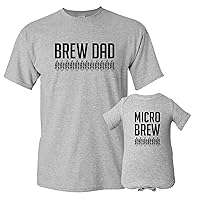 Brew Dad & Micro Brew - Funny Craft Beer Adult T Shirt & Infant Creeper Bundle