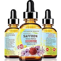 Saffron Oil (Kesar) Crocus Sativus Essential Oil 100% Natural for Face, Skin, Body, Hair, Nail Care, Dried and Damaged Skin, Aromatherapy by Botanical Beauty