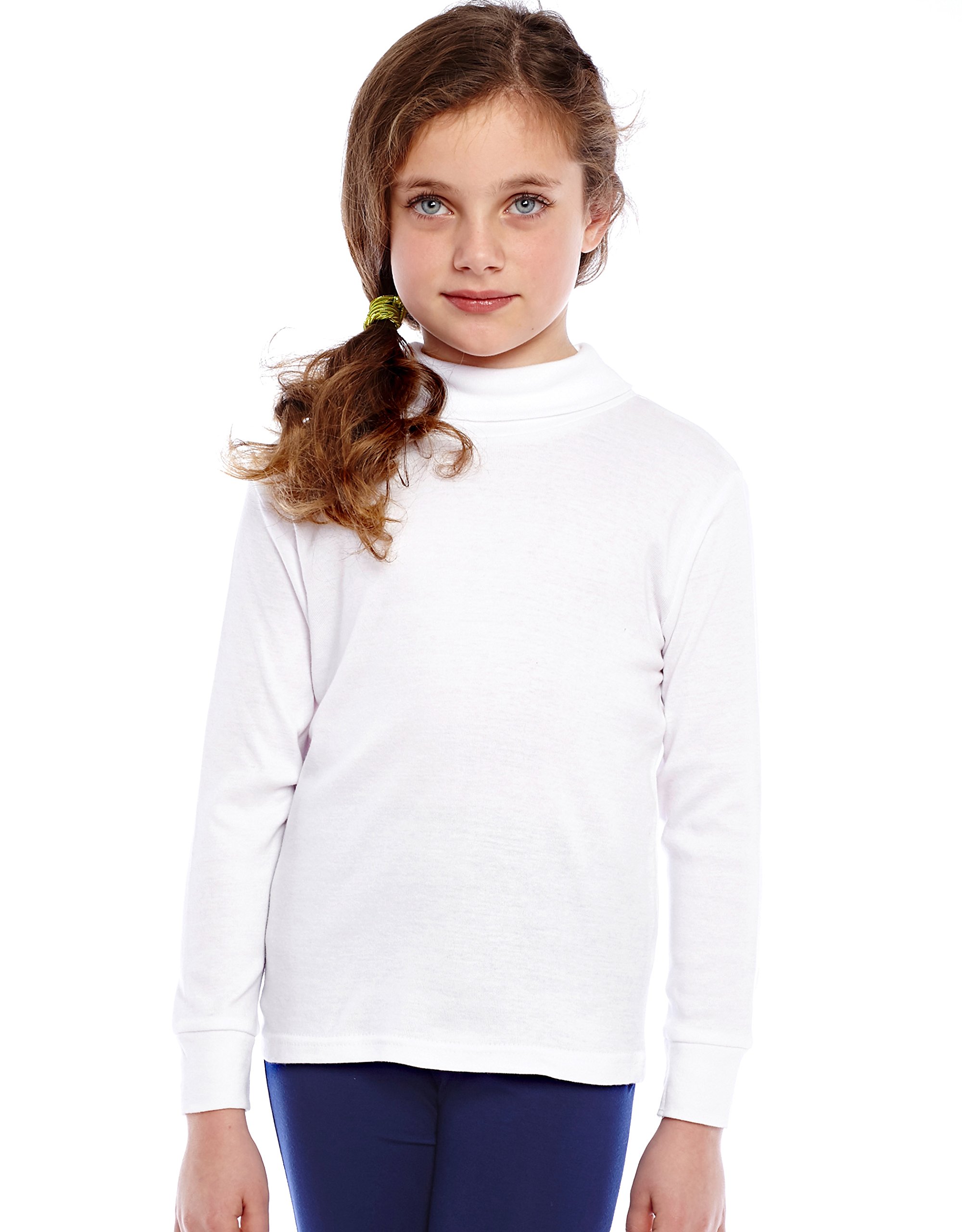 Leveret Girls Boys & Toddler Solid Turtleneck 100% Cotton Kids Shirt (Size 4 Toddler, White)