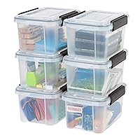 IRIS USA 6 Qt Storage Box with Airtight Seal, 6 Pack - BPA-Free, Made in USA - Heavy Duty Moving Containers with Tight Latch Gasket Lid, Weather Proof Tote Bin, WEATHERPRO - Clear/Black