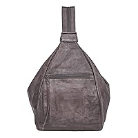 Marley Leather Concealed Carry Sling Backpack for Women, Locking YKK Zippers, RFID Organizer & Universal Holster(Gray)