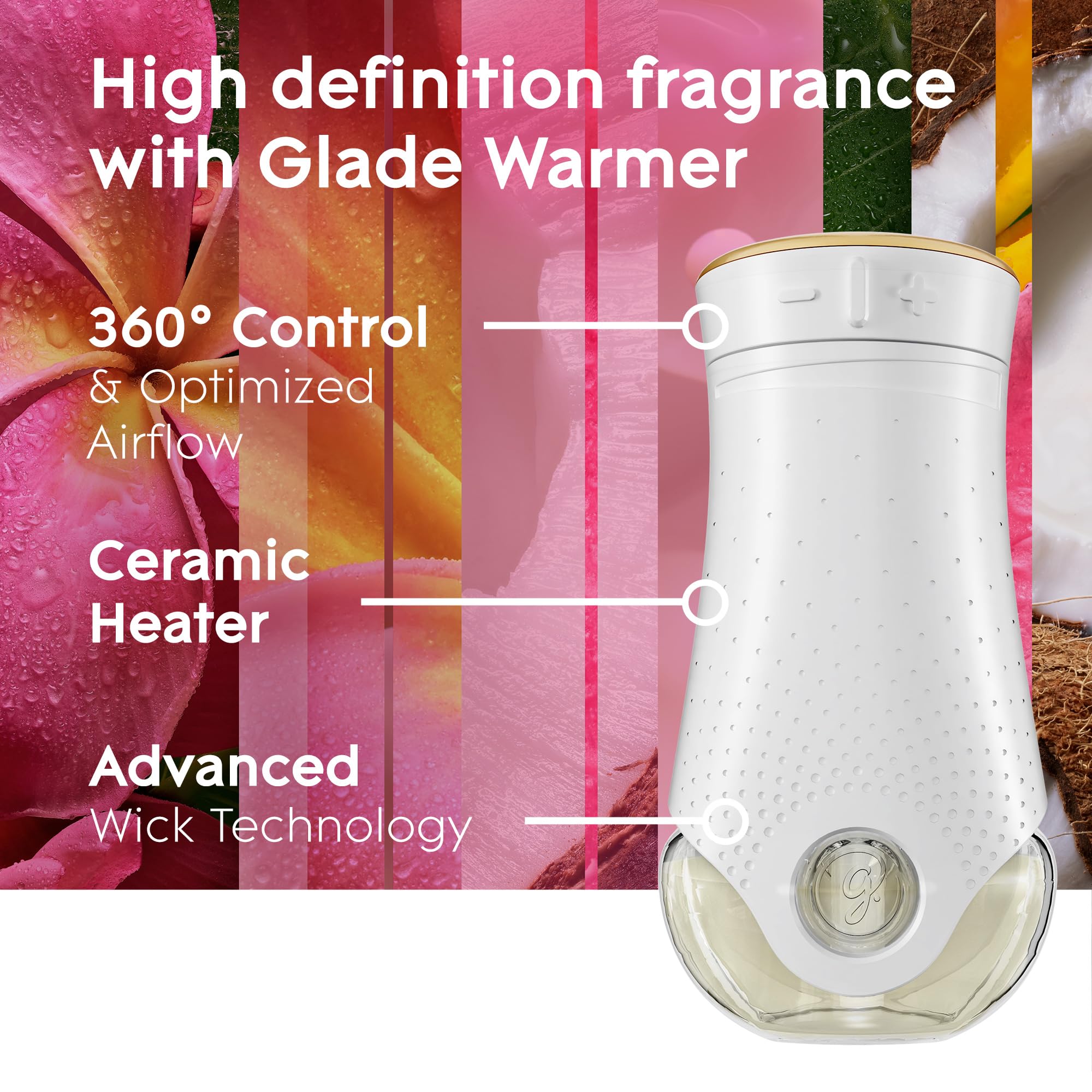 Glade PlugIns Refills Air Freshener Starter Kit, Scented and Essential Oils for Home and Bathroom, Tropical Blossoms, 4.02 Fl Oz, 2 Warmers + 6 Refills