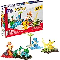 Pokemon Action Figure Building Toys Set, Kanto Region Team with 130 Pieces, 4 Poseable Characters, Gift Ideas for Kids