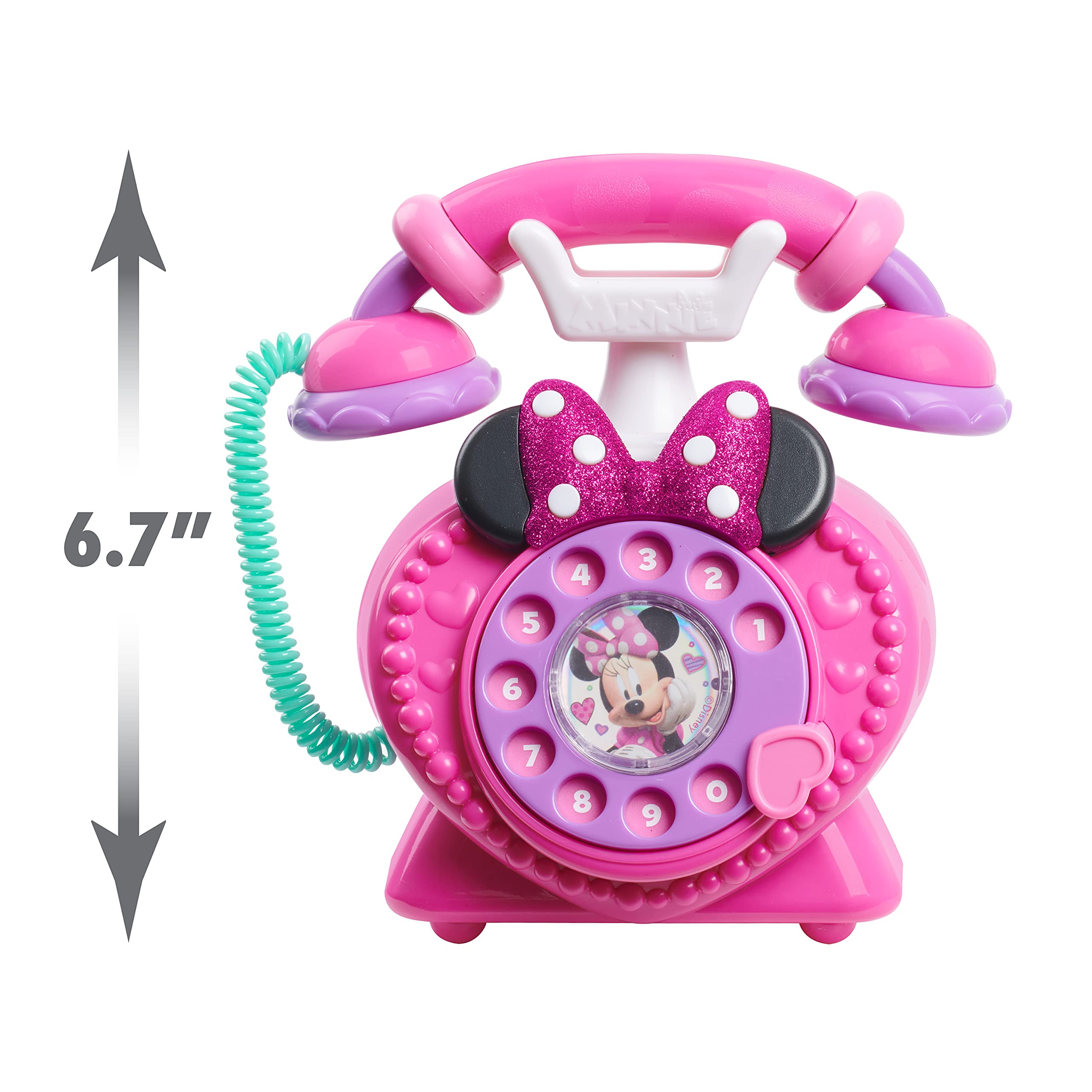 Disney Junior Minnie Mouse Ring Me Rotary Pretend Play Phone, Lights and Sounds, Officially Licensed Kids Toys for Ages 3 Up, Gifts and Presents by Just Play