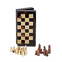 Travel Magnetic Folding Black Stained Wood Chess Set