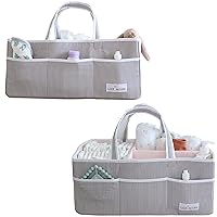 Lily Miles Extra Large Diaper Caddy - Bundle of 2 - Caddy Organizers for Baby Diapers, Wipes or Essentials - Mint & Blush Pink