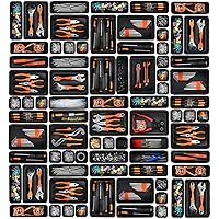 A-LuGei【𝟰𝟮𝗣𝗖𝗦【Black】 Tool Box Organizer Tray Divider Set, Desk Drawer Organizer, Garage Organization and Storage Toolbox Accessories for Rolling Tool Chest Cart Cabinet Work Bench Small Parts