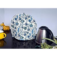 Handmade Kitchen Cozies-Teapot Warmers-Tea Cosy kitchen accessories Cotton kettle cover Tea Cozy Teapot cover Mandala Printed Tea Cozy (White and Blue Mandala)