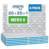 20x25x1 MERV 8 Pleated Air Filter, AC Furnace Air Filter, Actual Size: 19 3/4