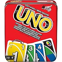 Mattel Games UNO Card Game for Family Night with Cards Specially Designed for Left Handed Players in Collectible Tin Box