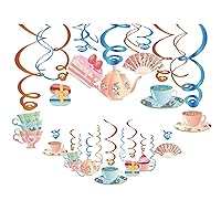 Tea Hanging Swirl Decorations,Mad Hatter,Vintage,Teacup for Garden,Party,Together,Ceiling,Home,Office,Bedroom (30Ct)