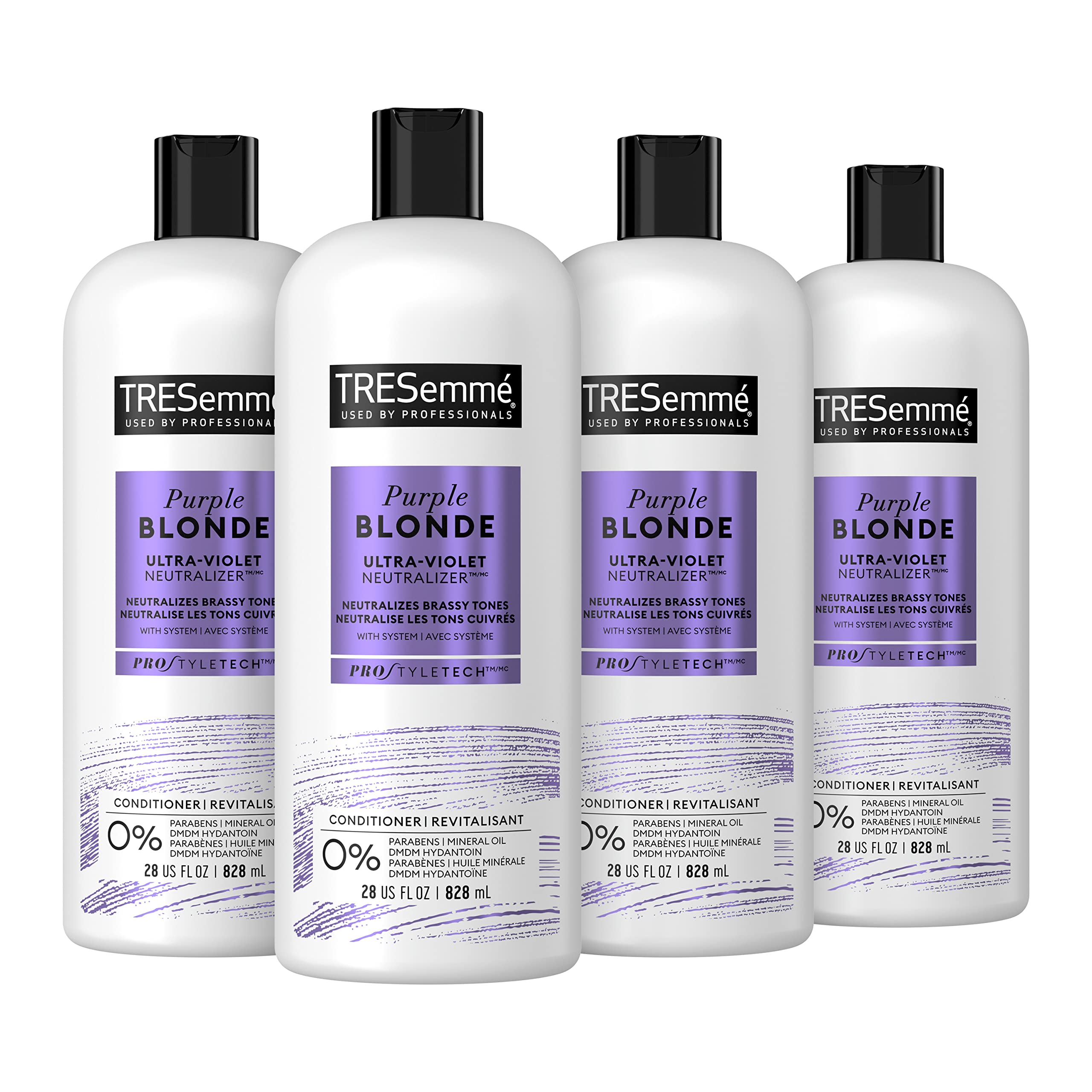 TRESemmé Conditioner 4 Count for Blonde & Silver Hair Formulated with Ultra-Violet Neutralizer Technology 28oz