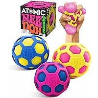 Schylling Atomic Nee Doh...Groovy Glob! Squishy, Squeezy, Stretchy Stress Fidget Balls Blue, Yellow & Pink Complete Gift Set Party Bundle - 3 Pack