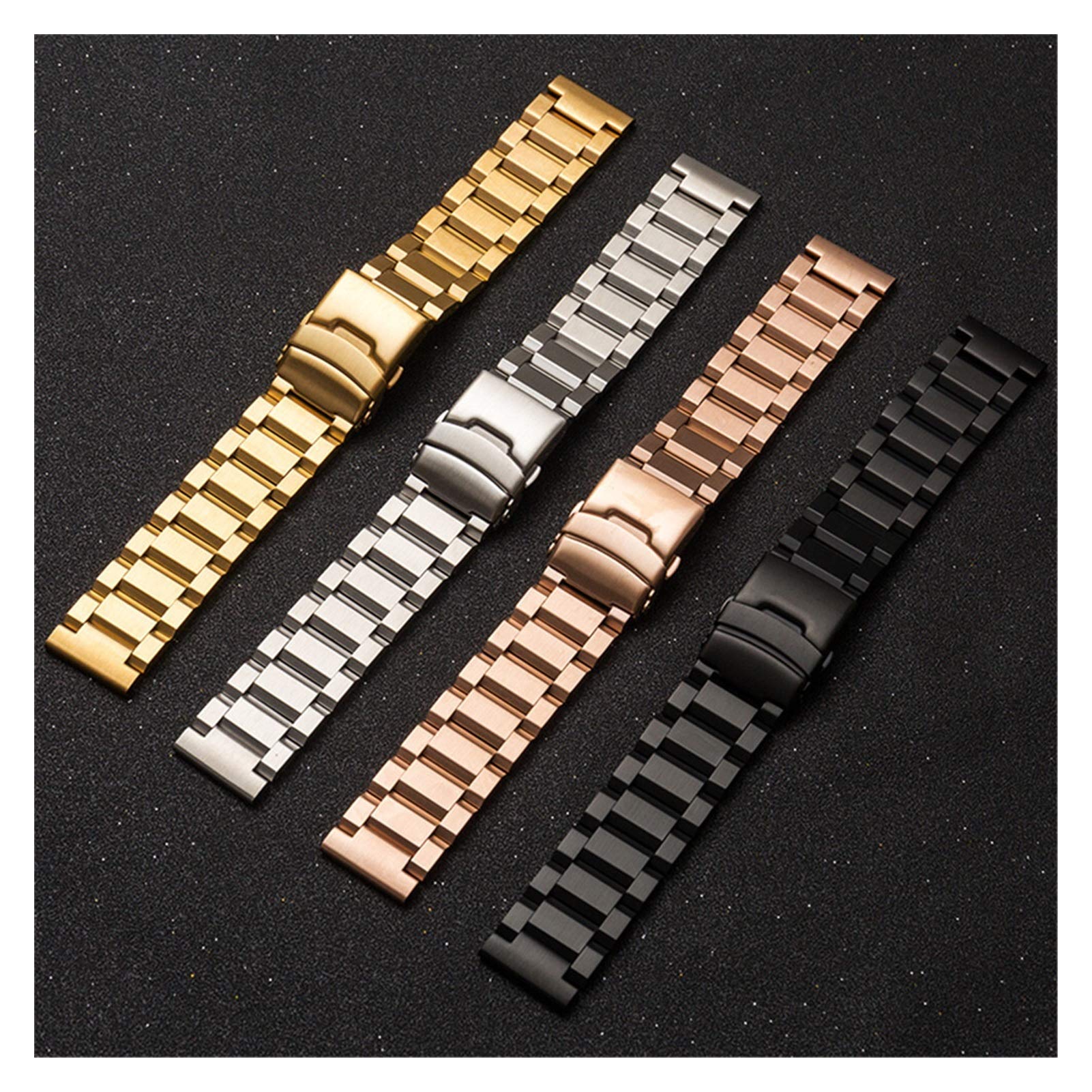 HNGM Men's Watchbands 18mm 19mm 20mm 21mm 22mm 23mm 24mm 25mm Stainless Steel Watchband Solid Metal Men Women Strap Bracelet Watch Band Accessories (Band Color : Rose Gold, Band Width : 22mm)