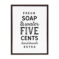 Sylvie Fresh Soap White Framed Canvas Wall Art by Maggie Price of Hunt and Gather Goods, 18x24 Walnut Brown, Decorative Vintage Mid-Century Art for Wall