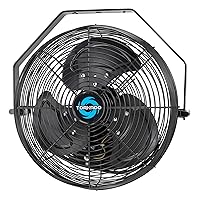 Tornado 12 Inch Outdoor Rated IPX4 Water-Resistant High Velocity Metal Industrial Wall Mount Fan For Commercial, Industrial, Residential, TEAO Motor 3 Speed 1650 CFM 6.6 FT Cord cETL Safety Listed