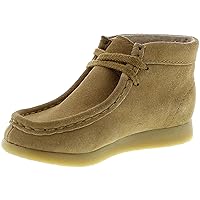 FOOTMATES Wally Lace-Up Wallabee Leather Moccasin Chukka Kids Hiking Boots with Wide Toe Box and Custom-Fit Insoles, Non-Marking Outsoles - For Toddlers and Little Kids, Ages 1-8